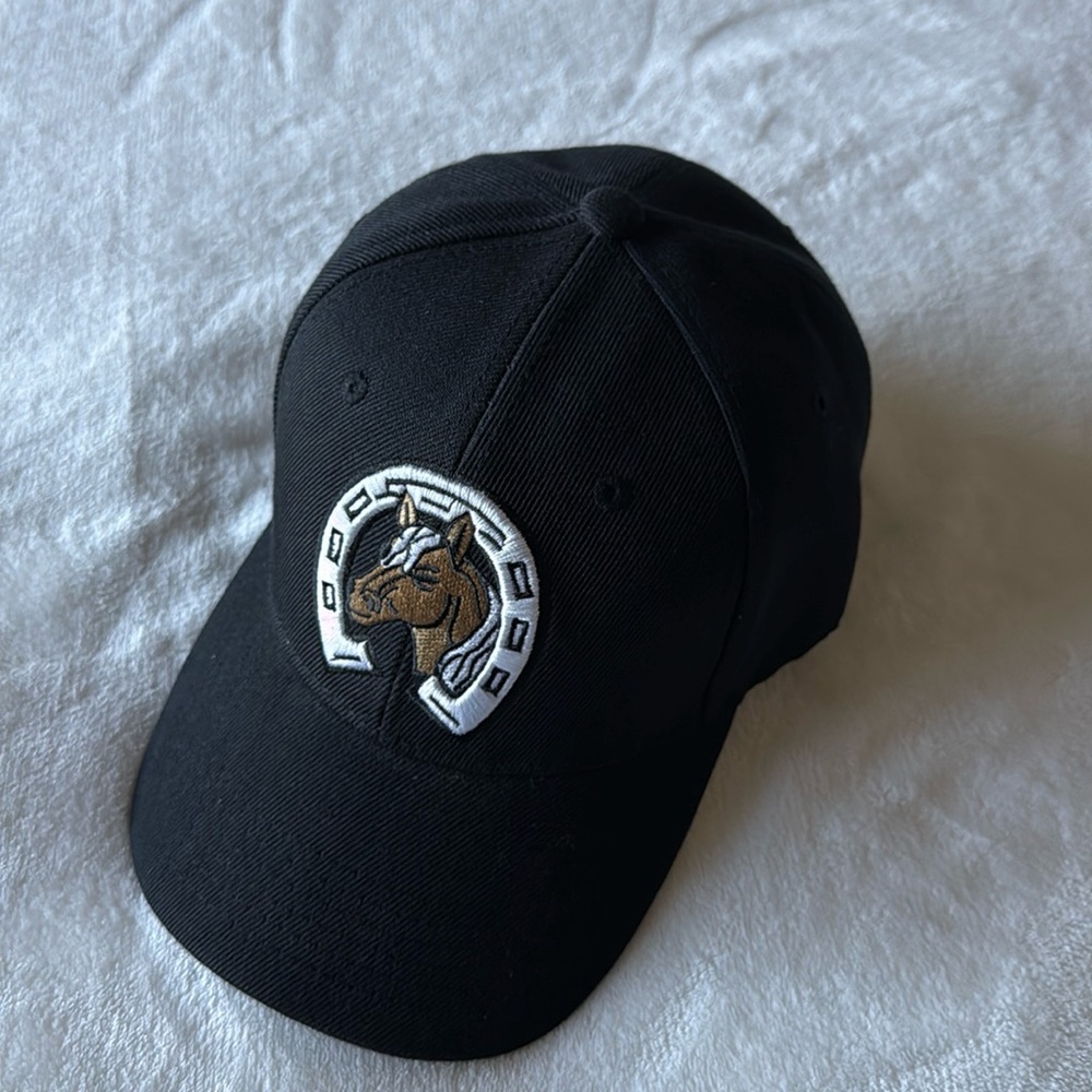 Sam's Black Caballo horse horseshoe cap